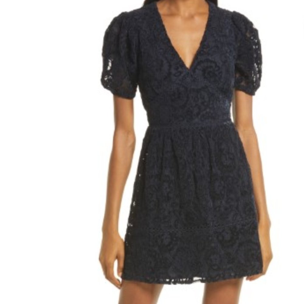 Adelyn Rae - Burnout Lace Minidress in Navy, Size X-Small
